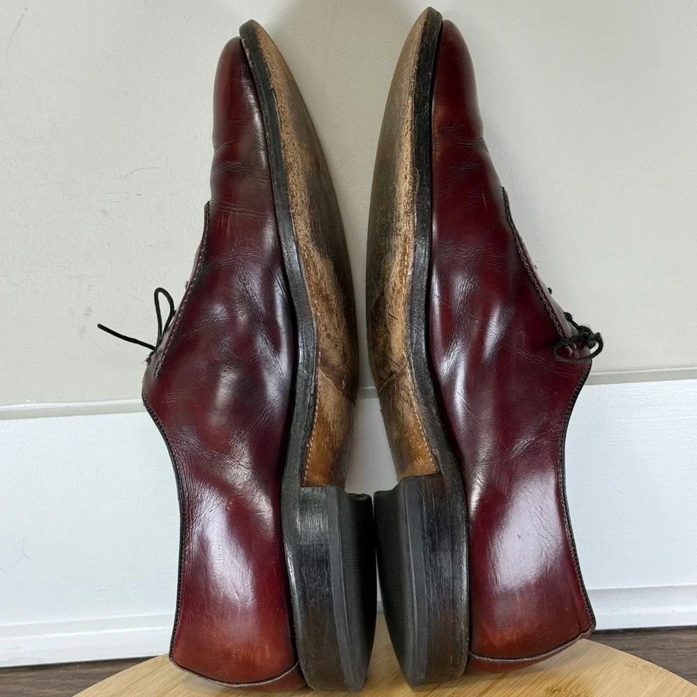 Allen Edmonds Belgium Dress Shoes Mens 12 D Burgundy Leather Oxfords Made in USA